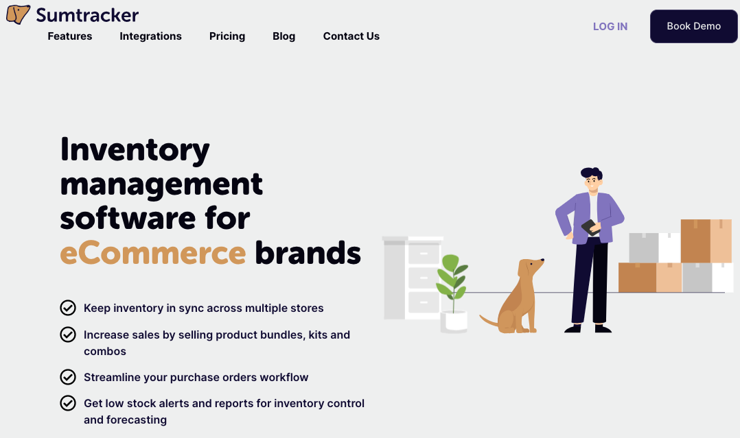 Sumtracker inventory tool's website page.
