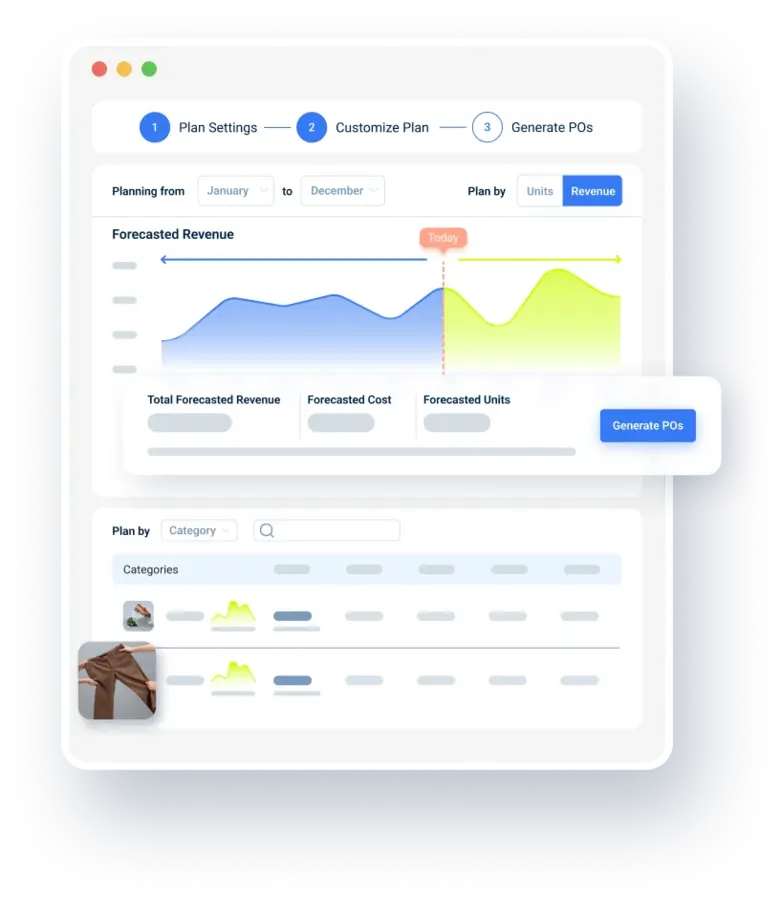 Forecasting and planning screen of Fabrikatör inventory management solution.