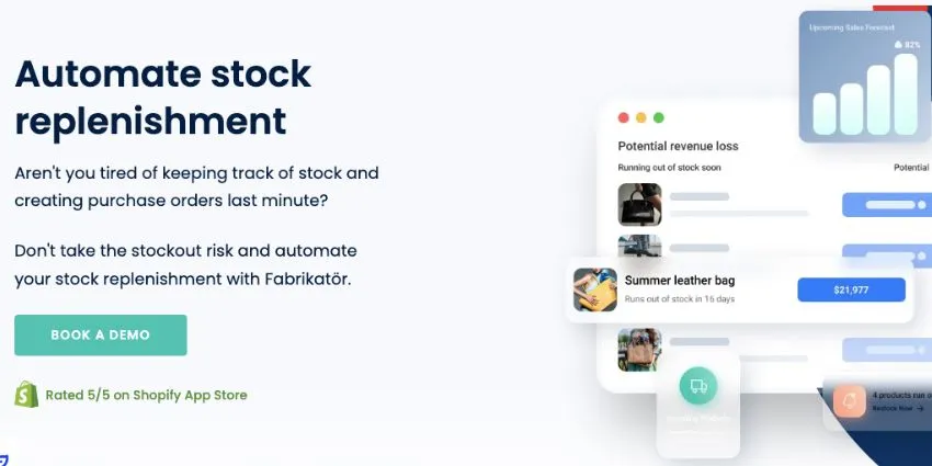 Fabrikatör Inventory Assistant App's automative stock replenishment screen.