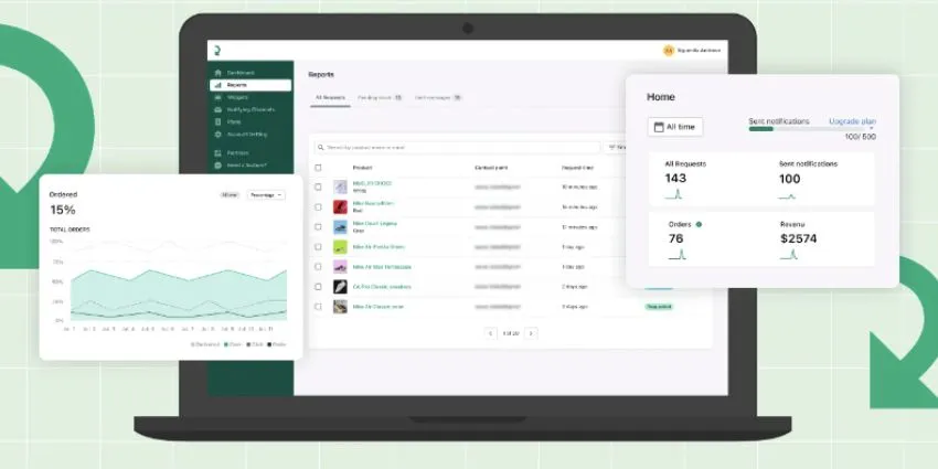 Notify! Back in Stock App'sscreen showing features.