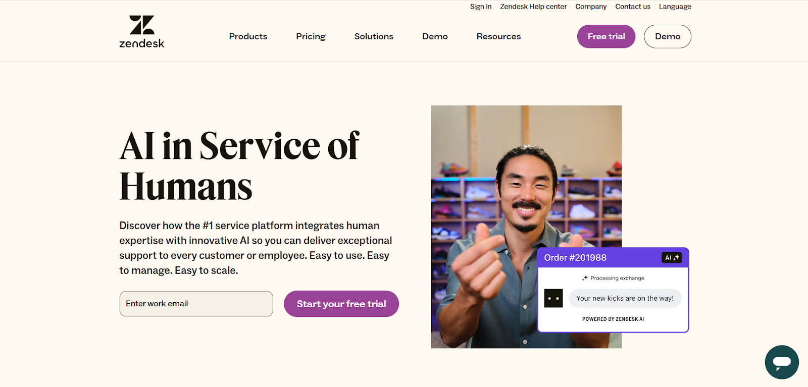 Zendesk homepage