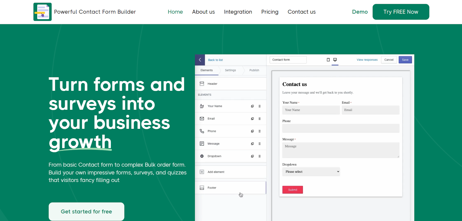 Form Builder homepage