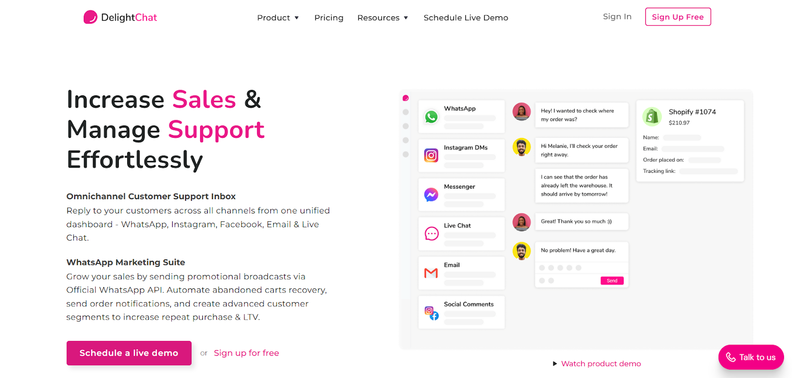 DelightChat Homepage