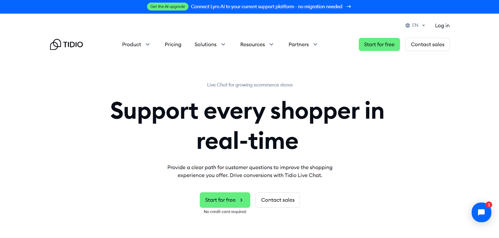 Tidio Live Chat HomePage